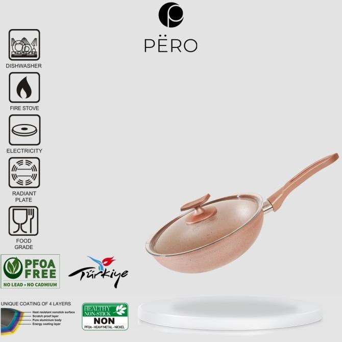 PERO WOK PAN 24CM + GLASS LID