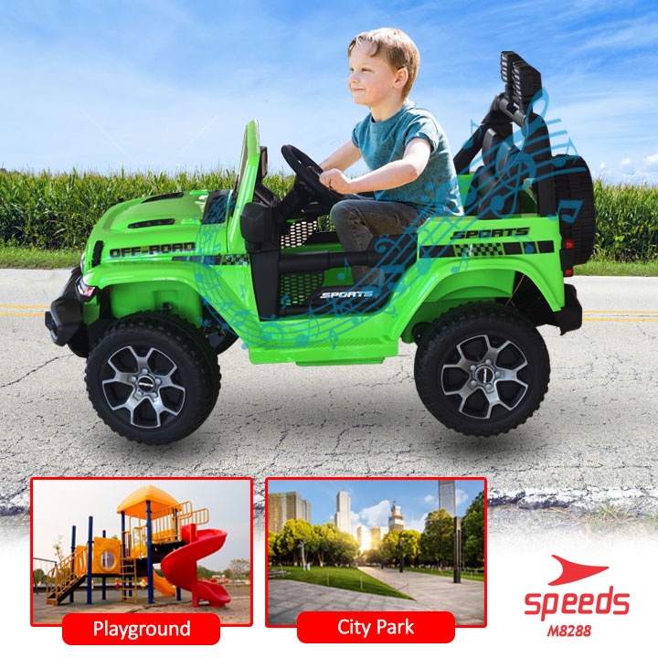Mobil Aki Mainan SPEEDS Jeep Anak Offroad Remote Control Ride On Car Rubicon Super Car M8288-2