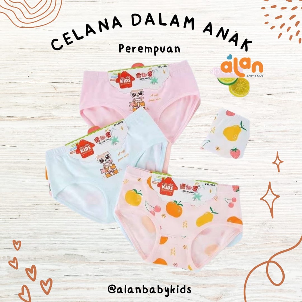 Douquwu Celana Dalam Anak Perempuan Motif Mix isi 4 (DQ-CDM/4)