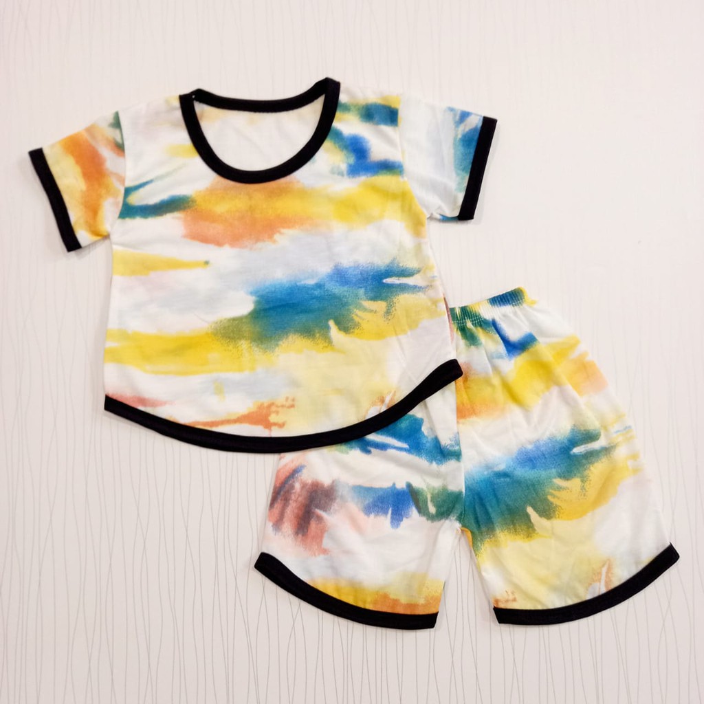 setelan pakaian anak perempuan tie dye usia 0-12 bulan