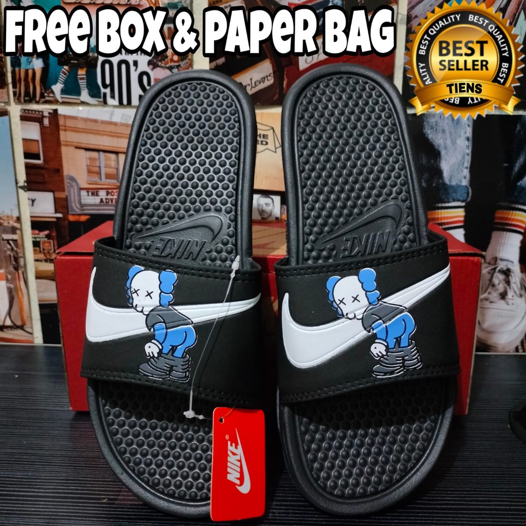 SANDAL NIKE X KAWS SENDAL SLIDE HITAM ROBOT TERMURAH PRIA WANITA SENDAL SLOP MURAH SELOP FLIP FLOP