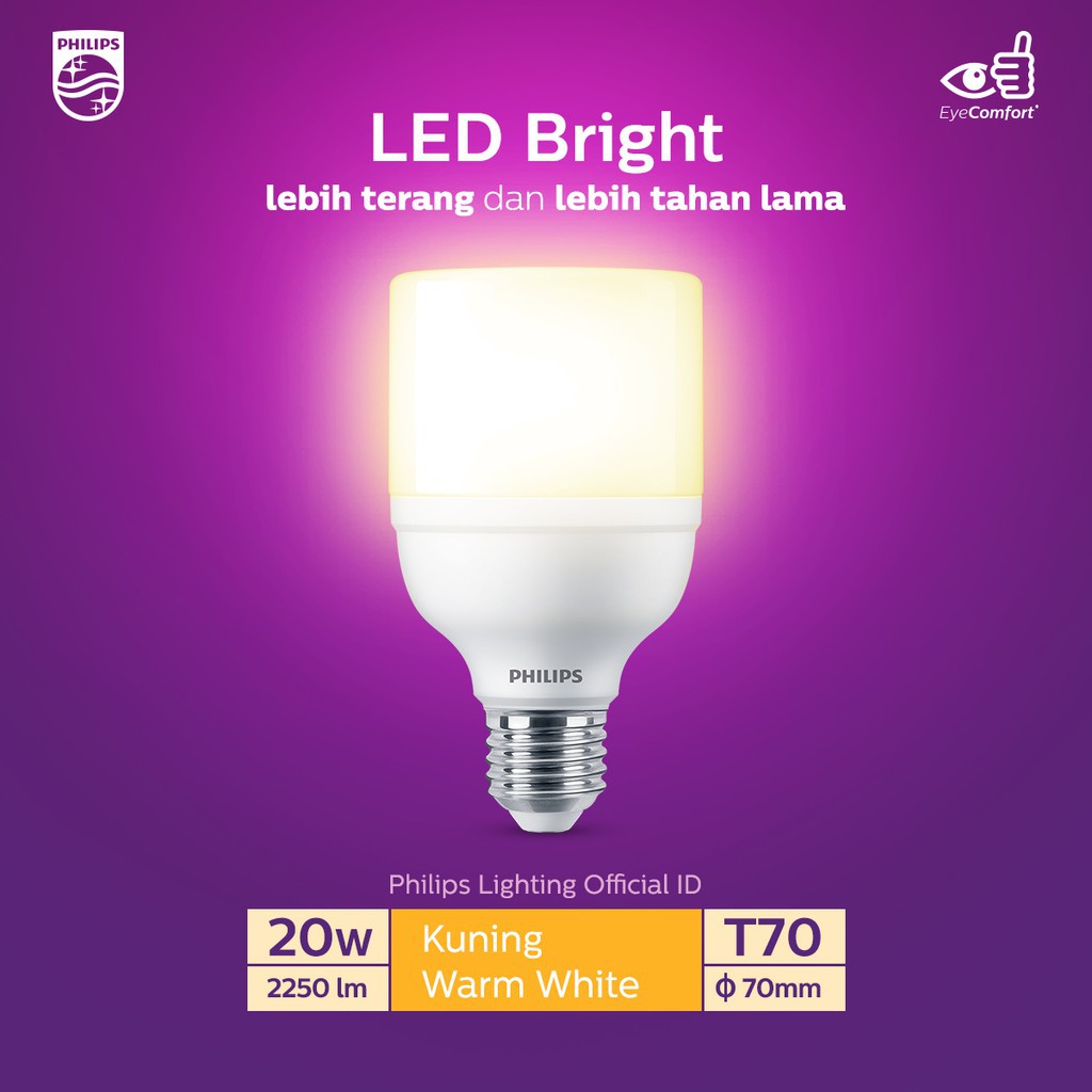 Philips Lampu LED Bright 20W Kuning E27 Bohlam LED 20 Watt WWL