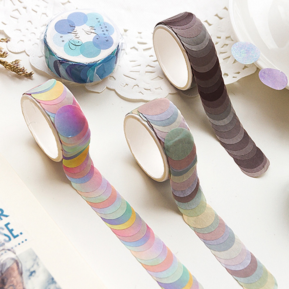 ELEGANT Candy Dot Color Adhesive Tape Journaling School Supplies Masking Tape Scrapbooking Creative Easy to Tear Decoration Stationary