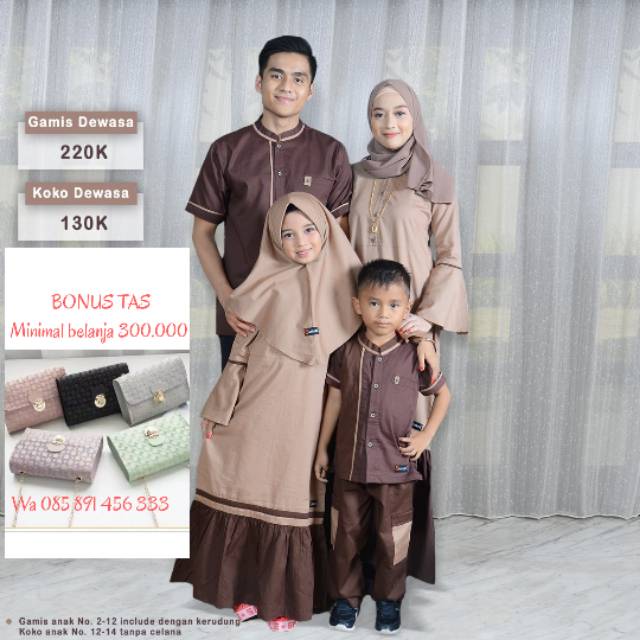 Baju muslim sarimbit keluarga  samara G05 Choco Brown 