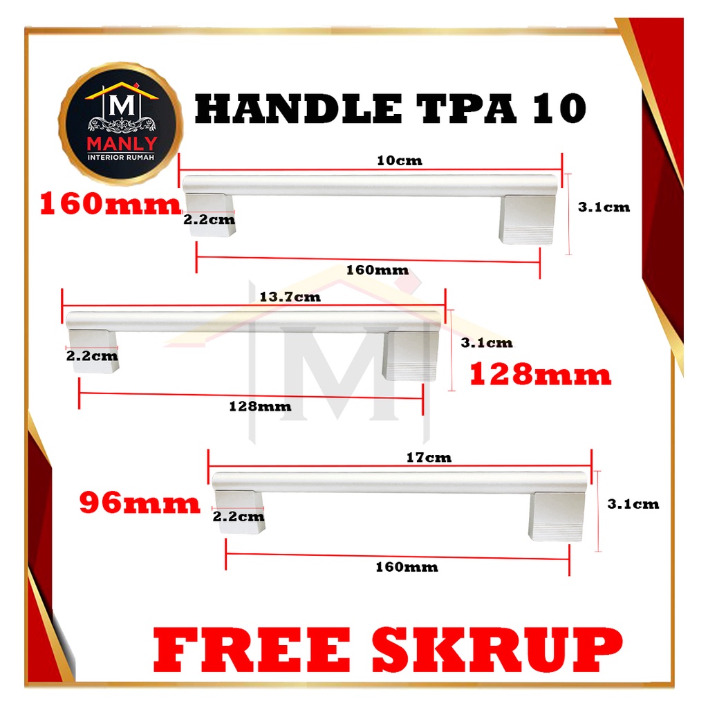 Tarikan Lemari/ Tarikan Laci Minimalis TPA 10 96 mm/128mm/160mm Handel Laci/ TERLENGKAP.... (1pcs)