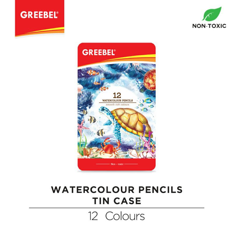 PENSIL WARNA / WARNA CERAH / BAHAN KUAT GREEBEL / GREEBEL 2712 WATER COLOUR PENCIL TIN CASE