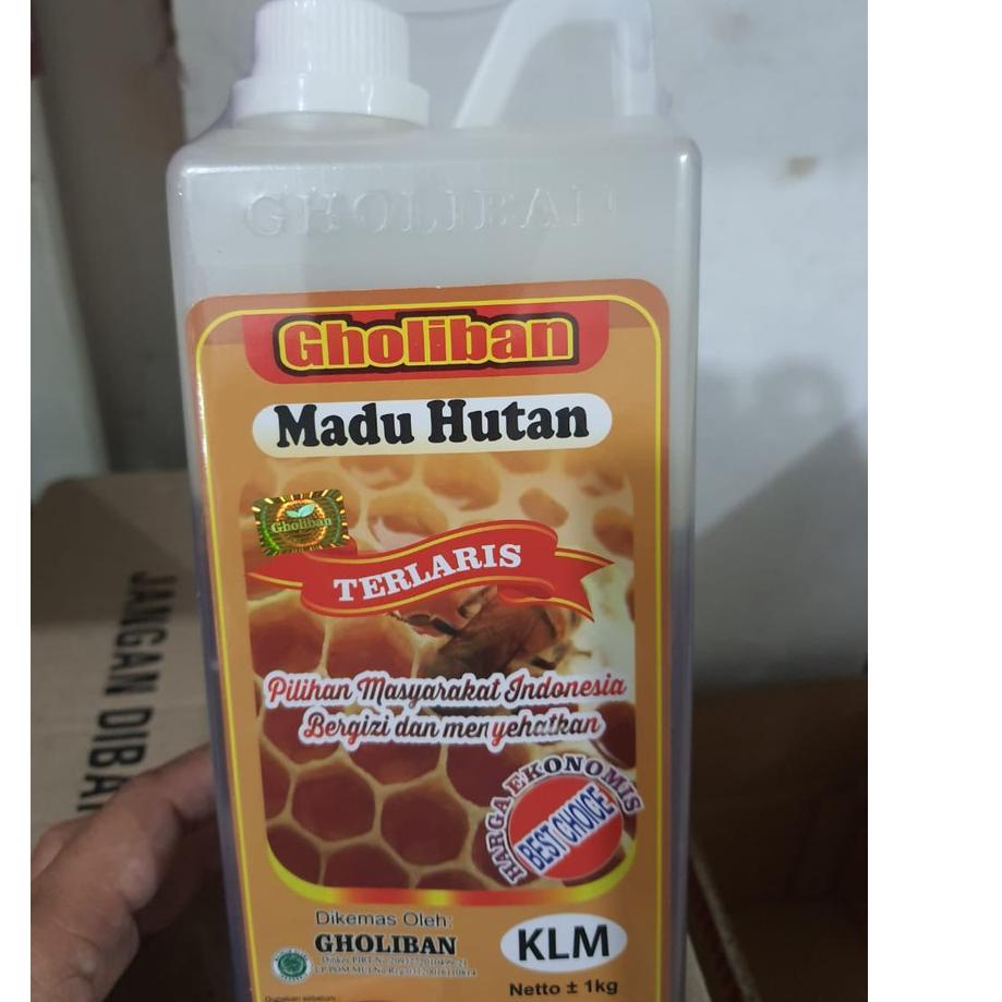 

Super Oke,, Madu KLM Kalimantan Gholiban 1 kg / 1kg original Botol Timbul Huruf Gholiban