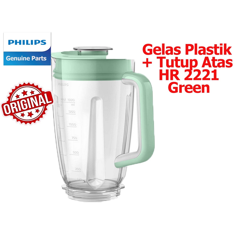 Gelas Blender Philips Plastik Kaca Beling Original HR 2115 2116 2061 2071 2221 2223 1 Set Komplit Mounting Pisau Jar Gelas Asesoris Blender Plastik Philips 1 Set