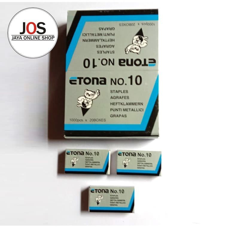 

Isi Staples Etona No. 10 / Esnota No. 3 (1 pak isi 20 box)