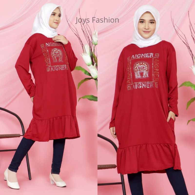 JF Atasan Tunik Kaos Babyterry Jumbo Tunik Wanita Mote Rampel Muslimah Terbaru ENER