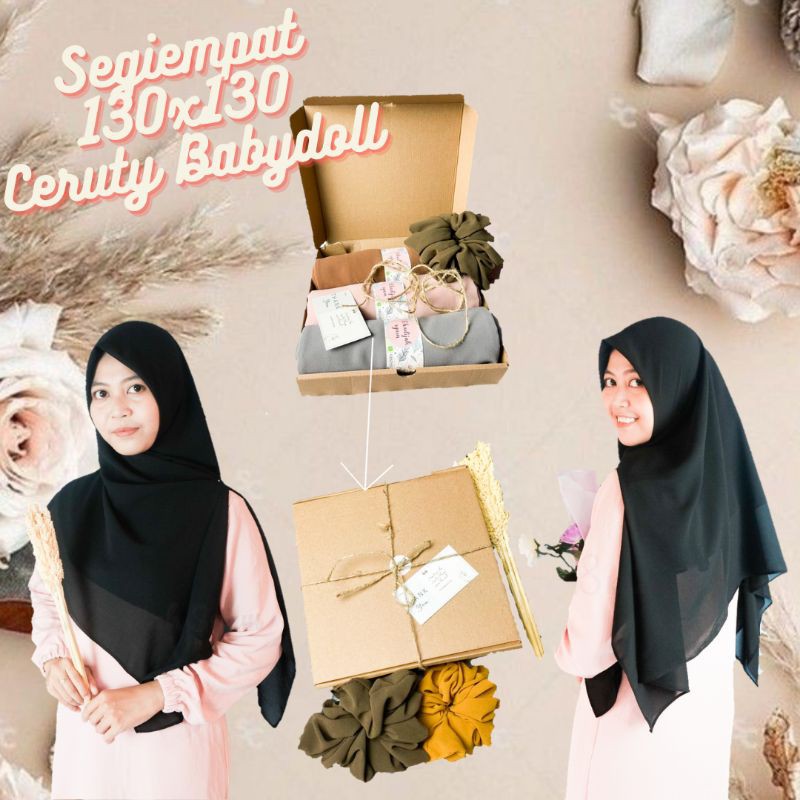 Parsel Ramadhan/segiempat 130x130/3pcs/segiempat ceruty Babydoll