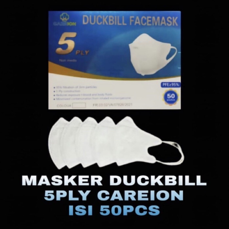 Masker Duckbill 5 Ply Careion Garis Rainbow Kemenkes isi 50 pcs