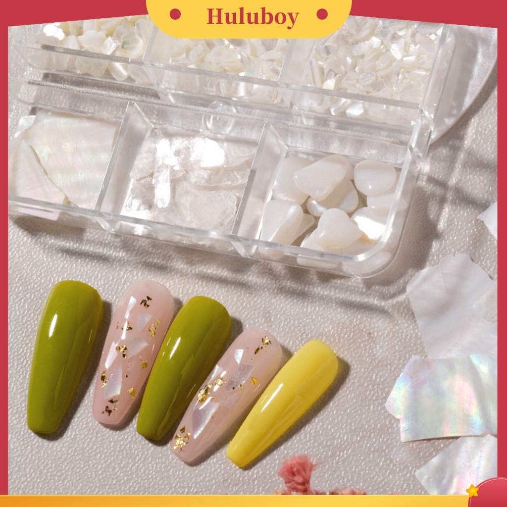 Huluboy Huluboy♡ 1 Kotak Payet Abalone 3D Warna-Warni Untuk Dekorasi Nail Art