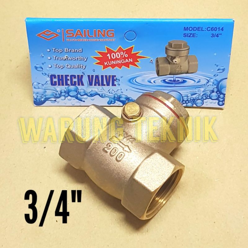 SAILING CHECK VALVE KLEP TABOK 3/4" FULL KUNINGAN C6014