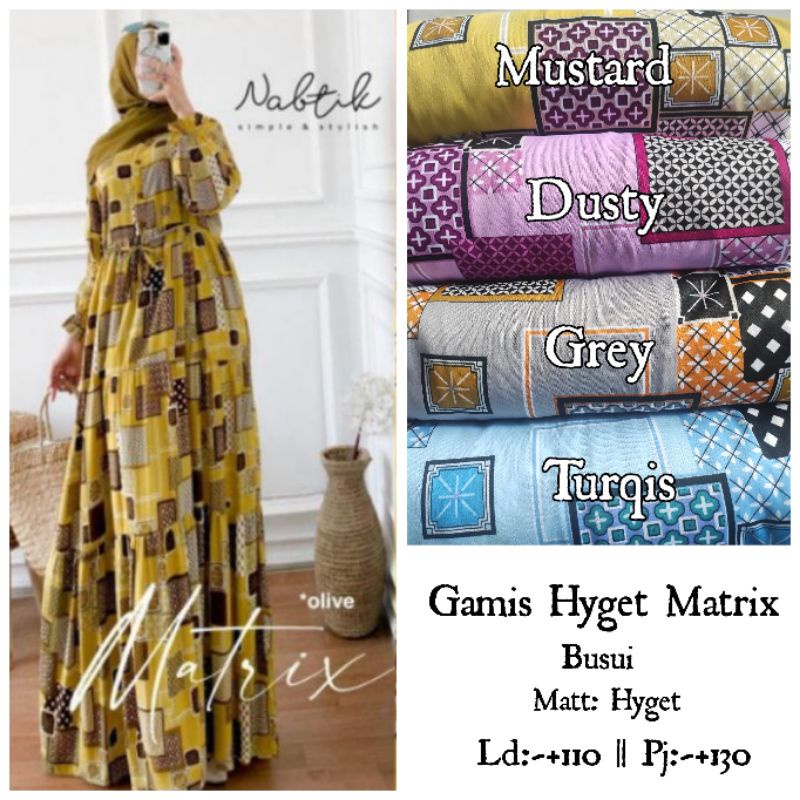 GAMIS SYAR'I HYGET MOTIF - gamis motif bunga hyget busui TRENDY