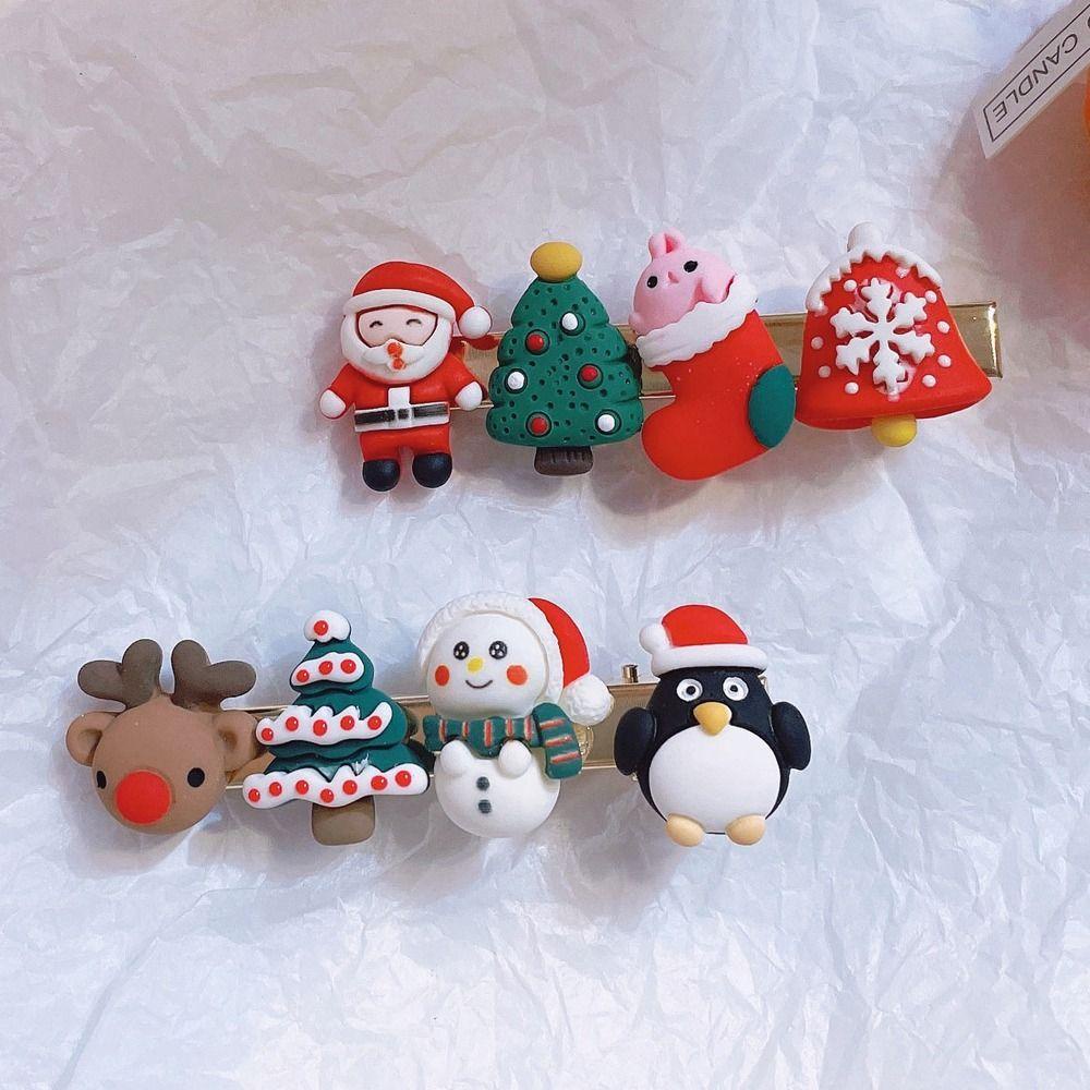 Needway   Natal Klip Rambut Sangat Baik Penguin Indah Lucu Dewasa Bayi Perlengkapan Pesta Gadis Xmas Ornamen Santa Claus Jepit Rambut