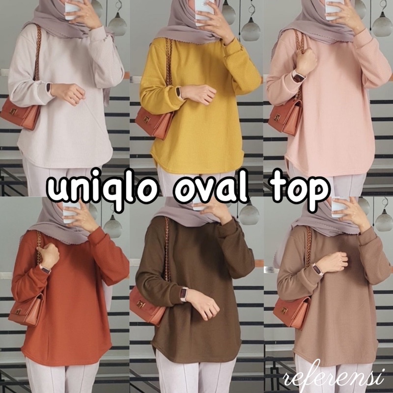 KAOS RIB LENGAN PANJANG ATASAN WANITA BLOUSE PANJANG POLOS RAJUT KNIT HALUS UNIQ OVAL