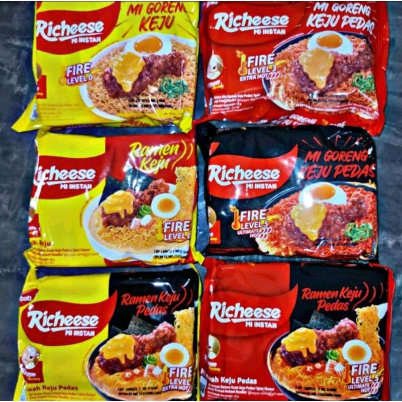 

TERMURAH!!! Mie Richeese Level 0 / 3 / 5 - Mie Richeese Keju Kuah & Goreng Pedas