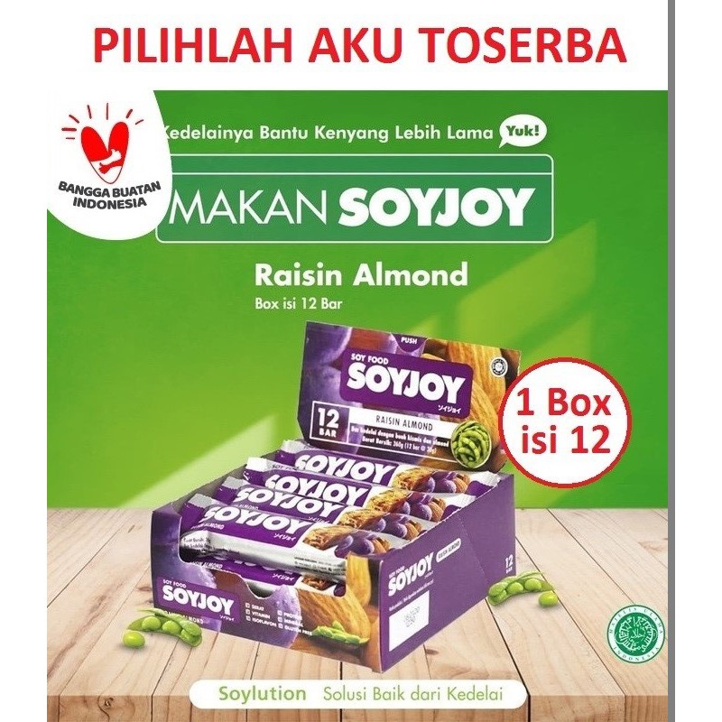 SOYJOY RAISIN ALMOND 30 gr - (HARGA 1 KARTON ISI 4 BOX / 48 pcs)