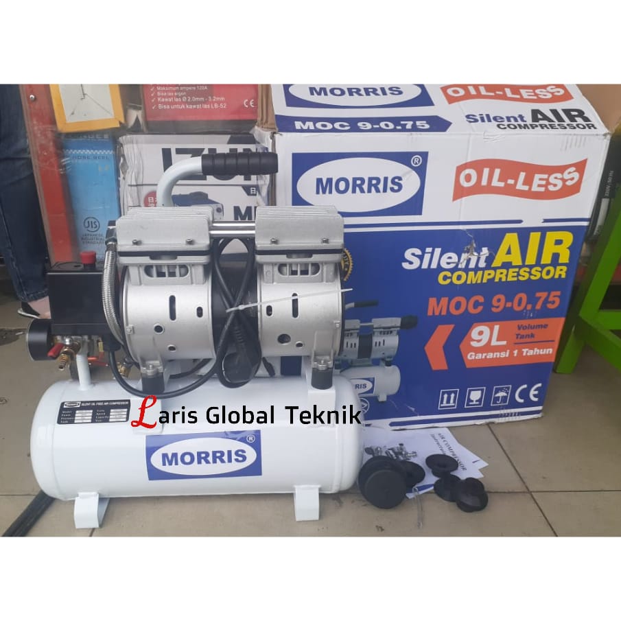 Kompresor angin Morris MOC 9-9.75 Oil-less tanpa olie silent garansi