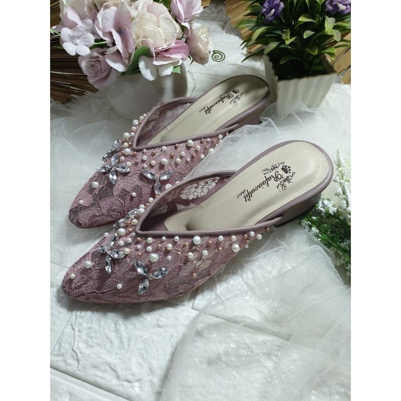 sepatu v cesilia mauve 5cm hak tahu