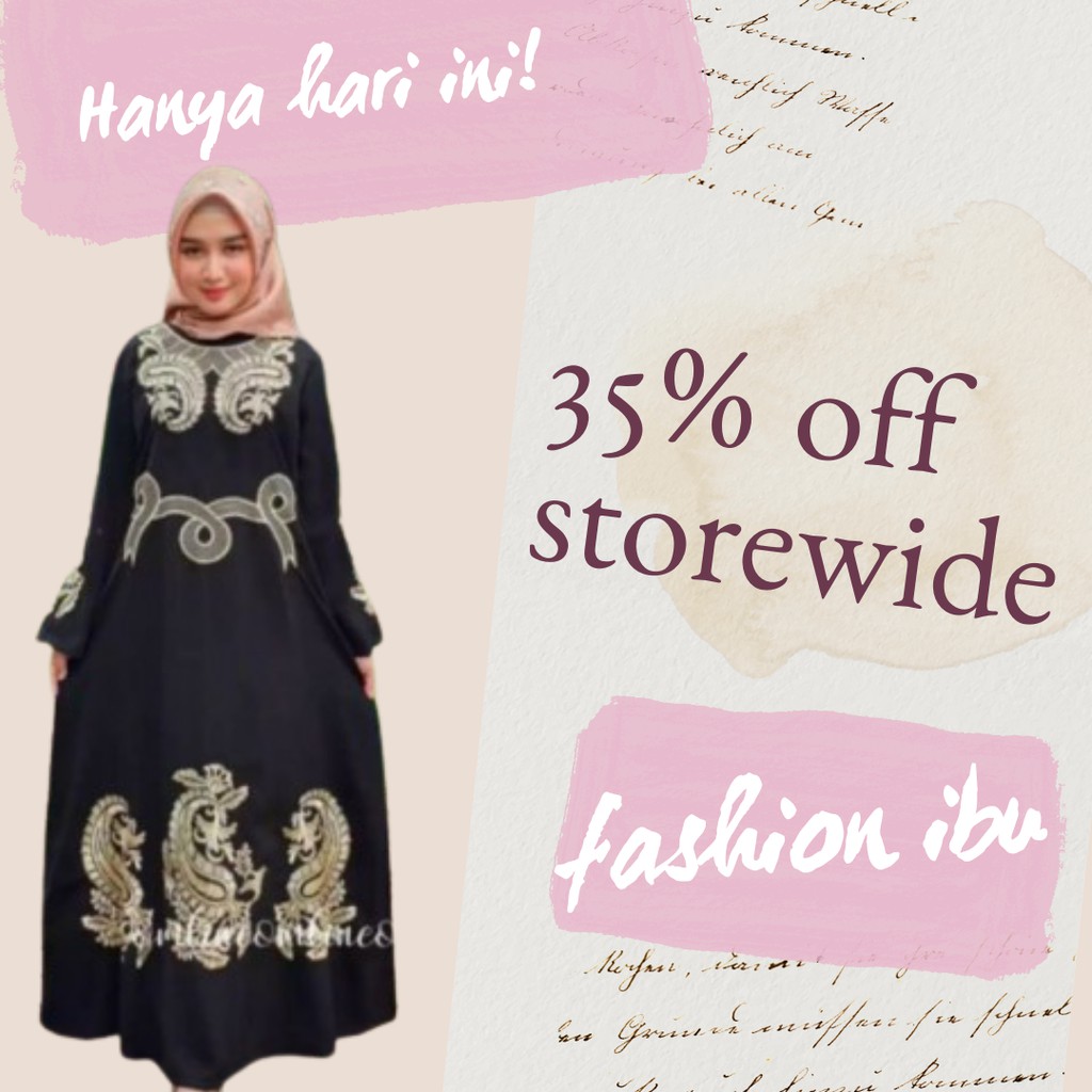 Gamis Dewasa Abaya Turkey Exclusive Gamis Abaya Sahara Bordir Komputer Warna Gold