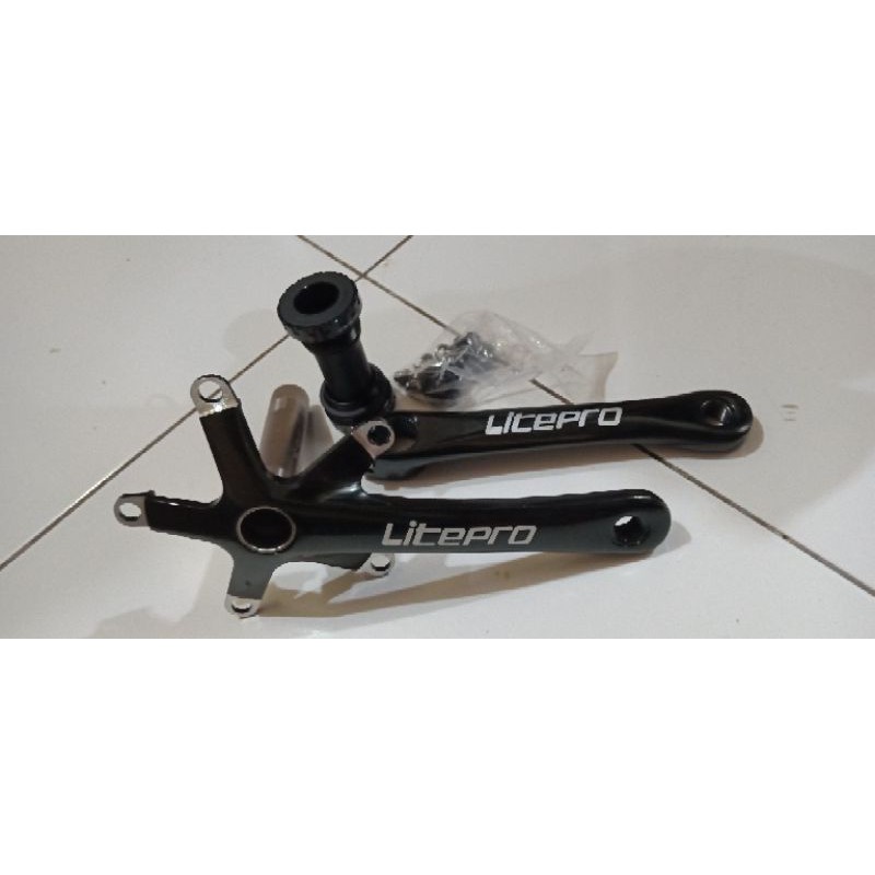 arm crank holowtech 2merk litepro original BCD 130 aloy warna hitam