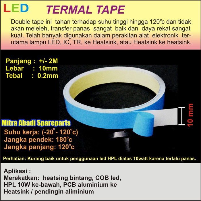 

Thermal Tape 10mm 2 meter/2m