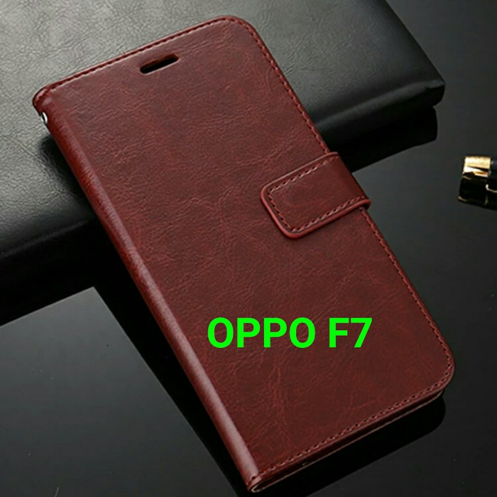 Flip Cover OPPO F7 OPPOF7 Wallet Leather Case Casing   Hitam Limited
