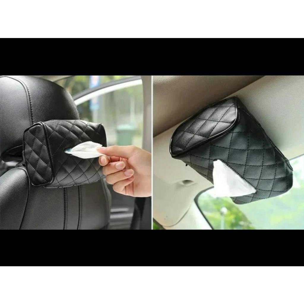 SARUNG TEMPAT TISSUE / TISU / TISSIU MOBIL GANTUNG DI JOK / SUN VISOR (KULIT SINTETIS)