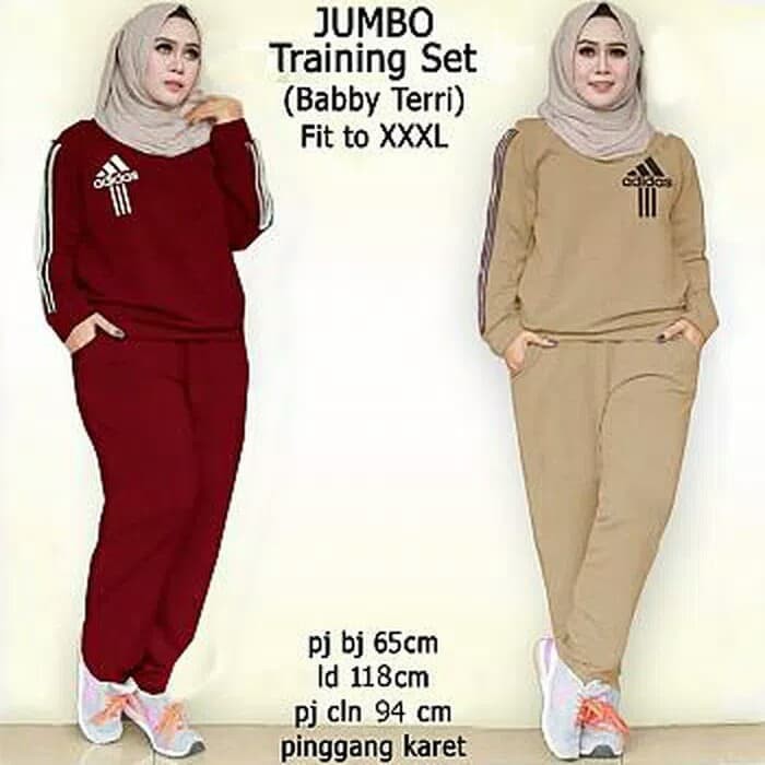 Baju Wanita Setelan Jumbo Training Adidas / Baju Setelan Olahraga