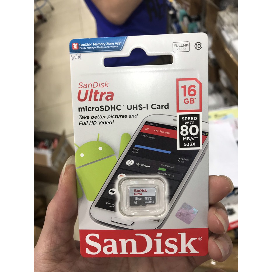 Sandisk memory card ultra micro sdhc 16gb speed up to 80mb/s original