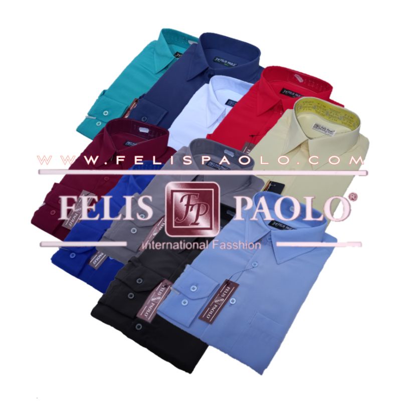Kemeja Polos Pria Kasual Panjang / Kemeja Pria Kantor by FELIS PAOLO dan AILUPAO Elegan Nyaman Dipak