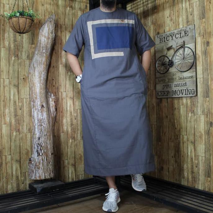 jubah/gamis oblong pria lengan pendek Al Amwa baju koko