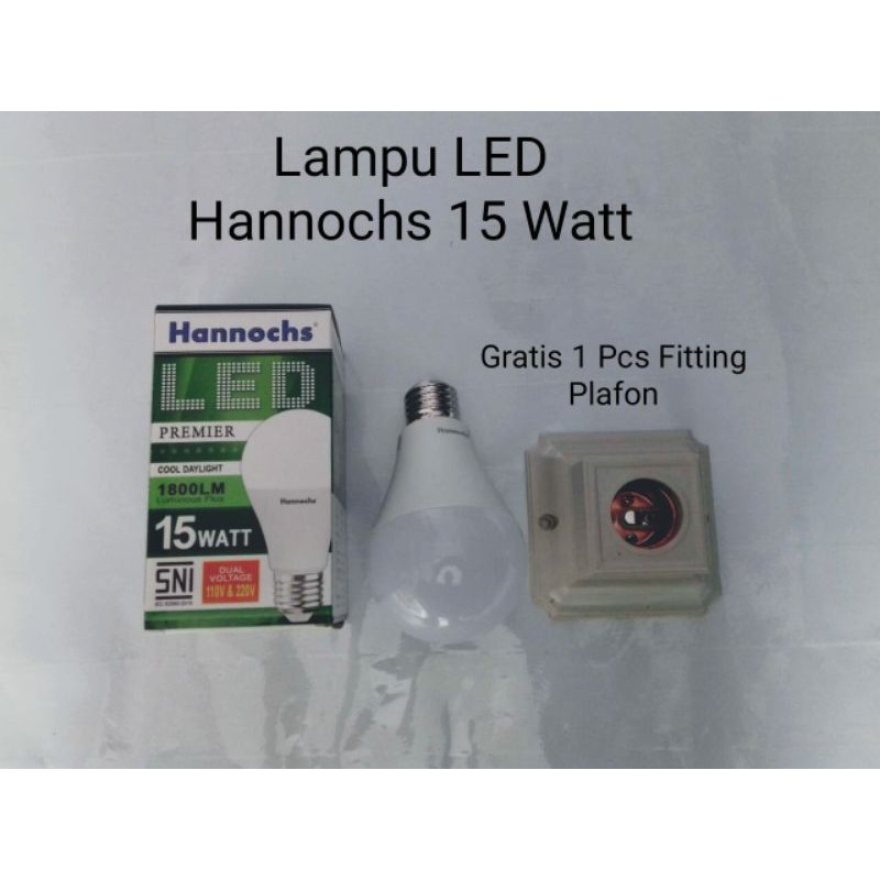 Lampu Bohlam LED Merk Hannochs Hannoc Hanok Lampu Hemat Energi 15 W Watt