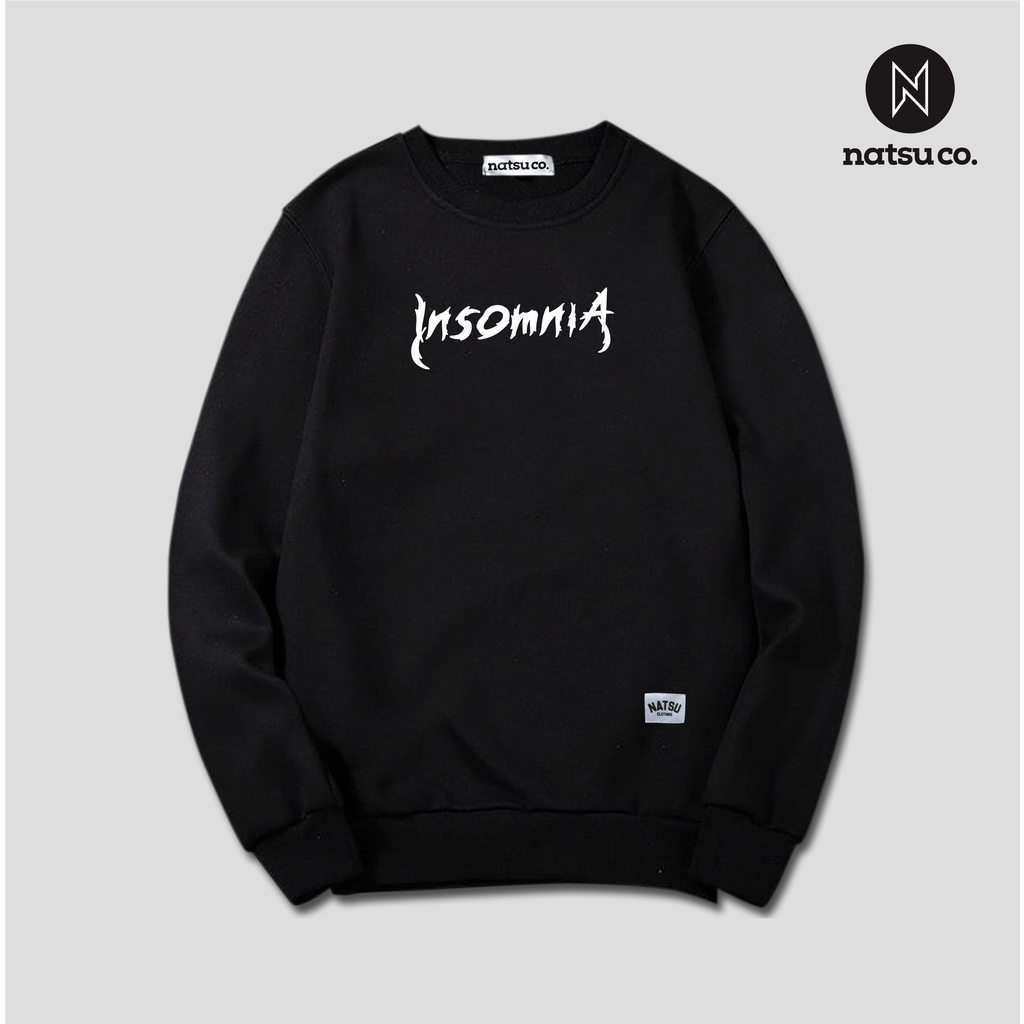 Crewneck Sweater Pria Tulisan INSOMNINA BLOK Original NATSU CO x PANDAWA HOODIE