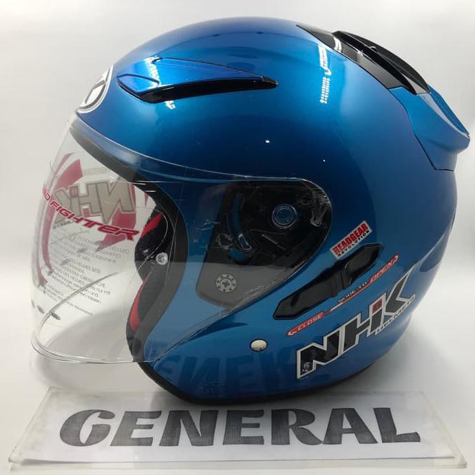 Helm Nhk R1 Solid Blue Metalic Biru Metalik Double Visor