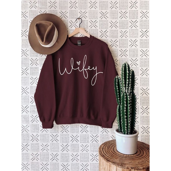 Hoodie Sweater WIFEY WIFE (S - 6XL) Gift for Wife Anniversary COUPLE Mom Bridge Love BIGSIZE OVERSIZE Tumblr Kekinian Jaket Wanita Woman Fashion