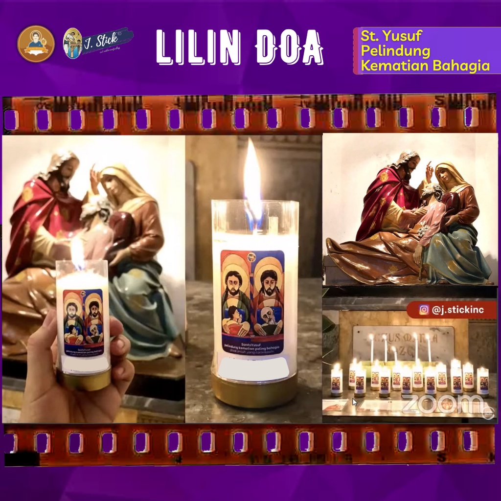 LILIN DOA, gambar &quot;St Yusuf Pelindung Kematian Bahagia&quot; (11 x dia 4cm)