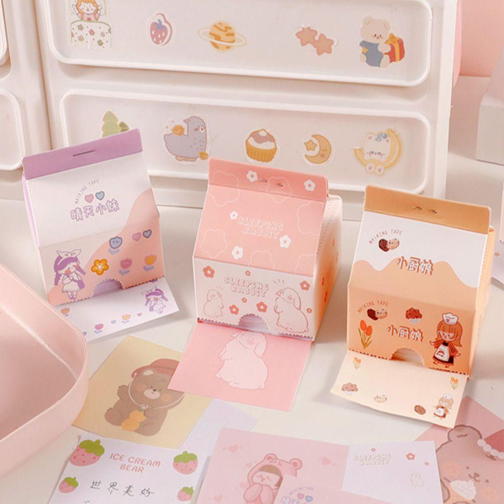 Mxbeauty Kartun Sticky Notes Kawaii Lucu Kotak Susu Perlengkapan Kantor Sekolah Memo Stiker Memo Pad