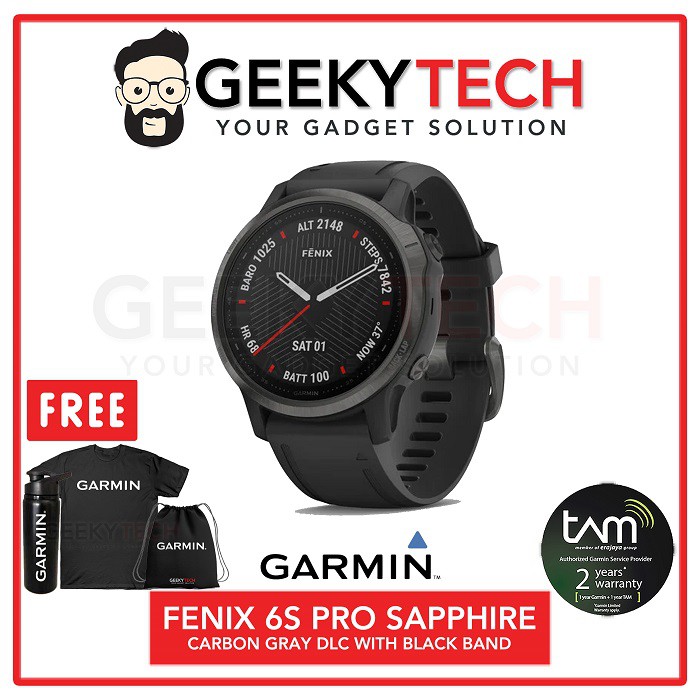 Garmin Fenix 6S Pro Sapphire Carbon Gray with Black Band