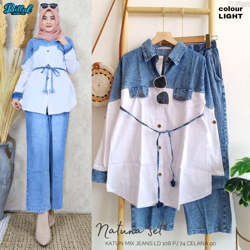 Natuna Fiki Naomi Set By ABELLA | Setelan Wanita | Setelan Jeans Wanita