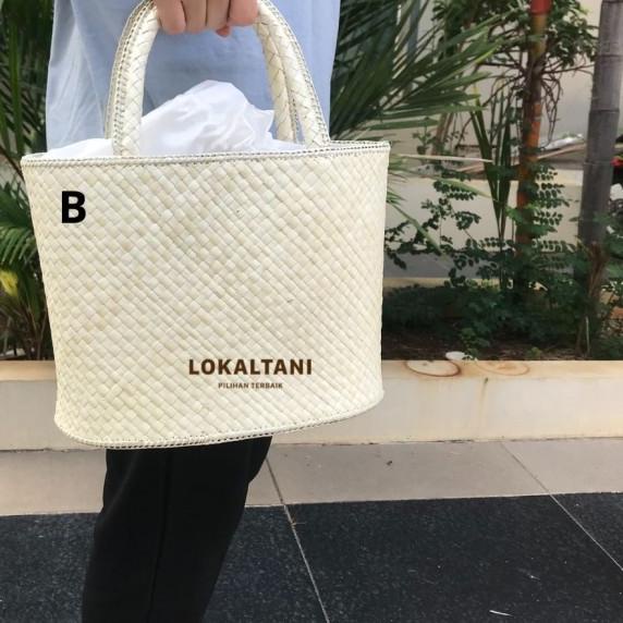 

♛ Tas pandan OVAL PIKNIK SERUT / tas anyaman mendong / tas parcel - B ◄