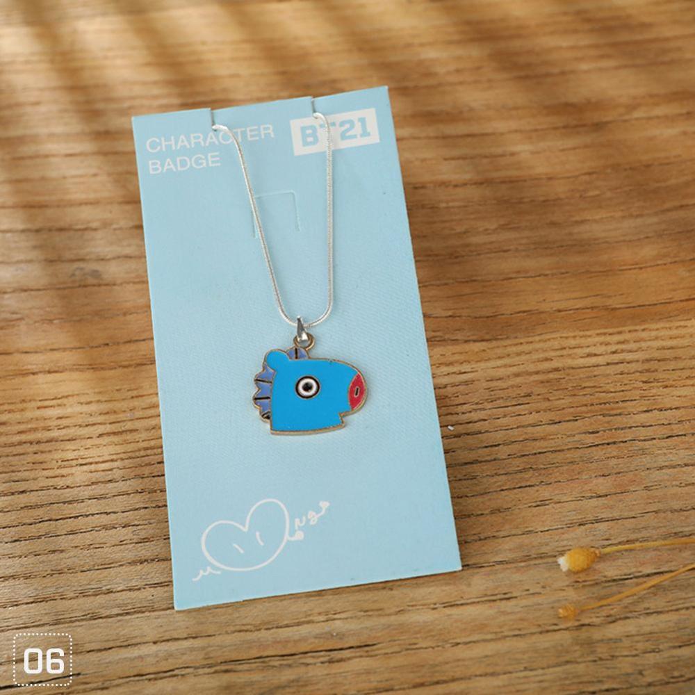 Timekey Kalung Rantai Metal Panjang Wanita Liontin Kartun KPOP BT21 BTS TATA COOKY CHIMMY M2U5
