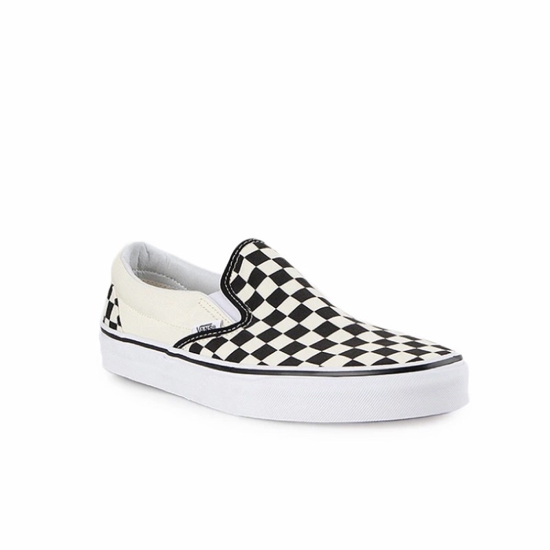 checkered white vans slip ons