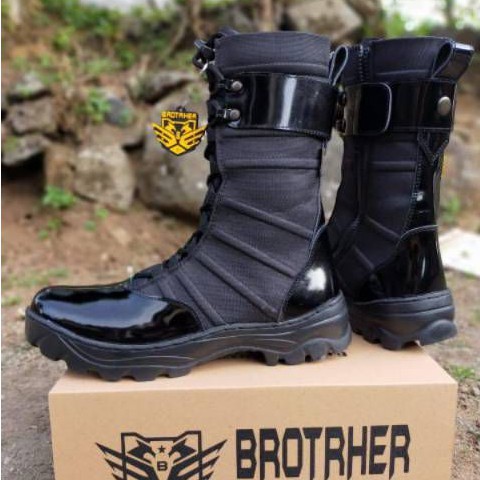 sepatu pdl kulit TNI POLRI sepatu pdl titan bahan kulit kilap sepatu pdl brotrher thitan kilap