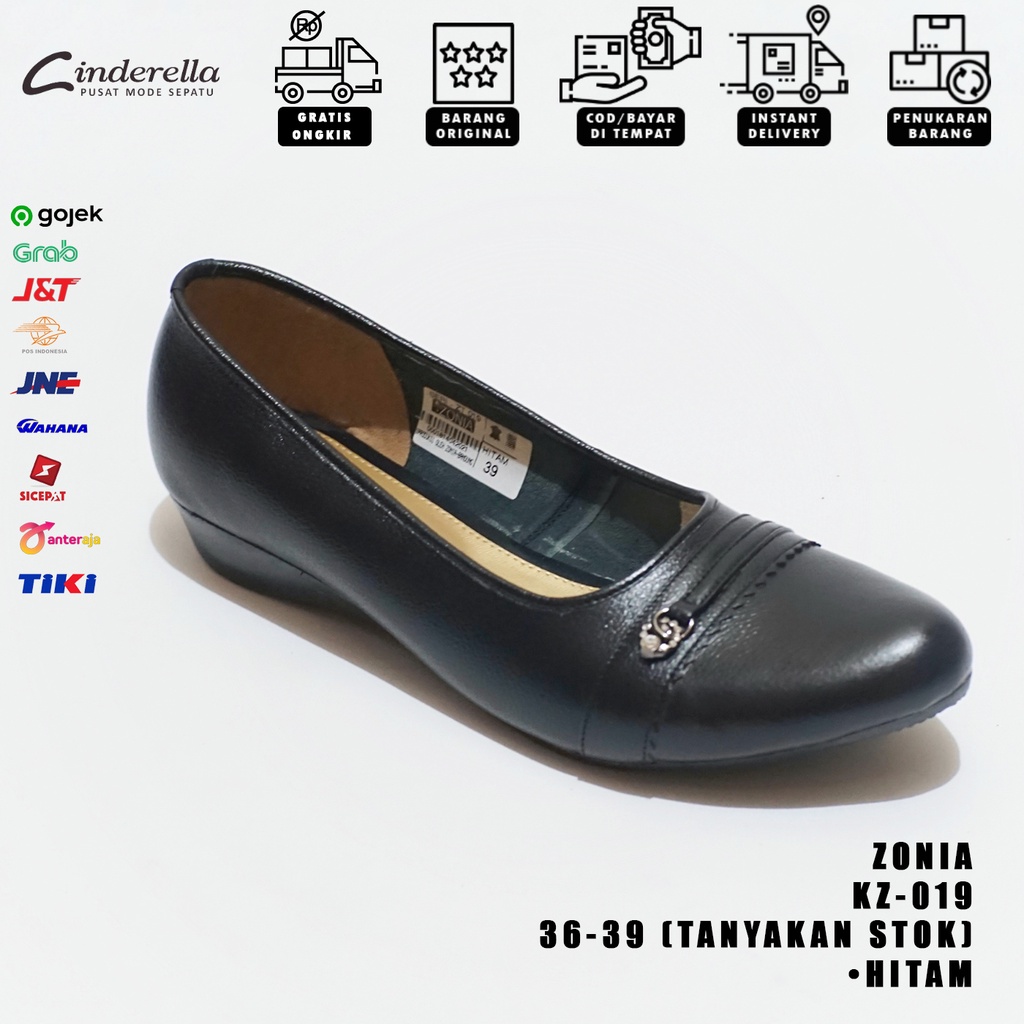 Sepatu Wedges Wanita Zonia ZT-019 Hitam