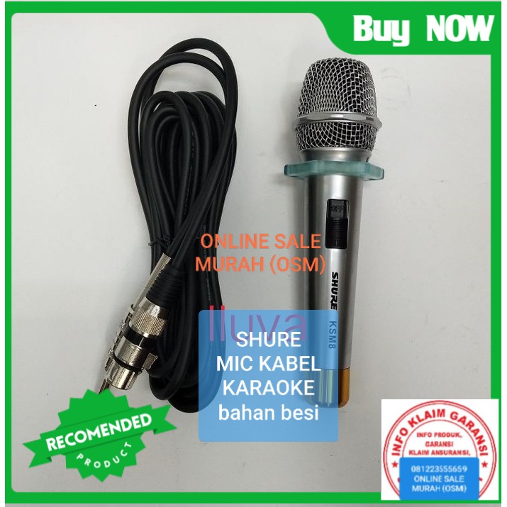 SHURE GOLDEN legendary Mic GOLD song musik kabel Microphone cable karaoke vocal audio sound mik pengeras suara pro profesional vokal mikrophone dynamic legendaris  TERBUAT DARI BESI  Microphone Shure KMS8 100% sama dengan gambar 1bh mic kabel 5-6 meter ka