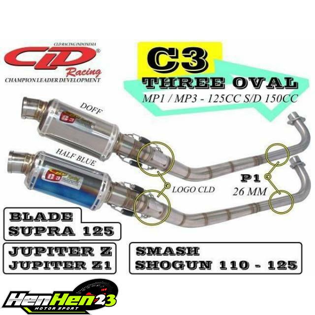 KNALPOT CLD Racing JUPITER BLADE SUPRA KHARISMA C3 THREE OVAL UNDERBONE