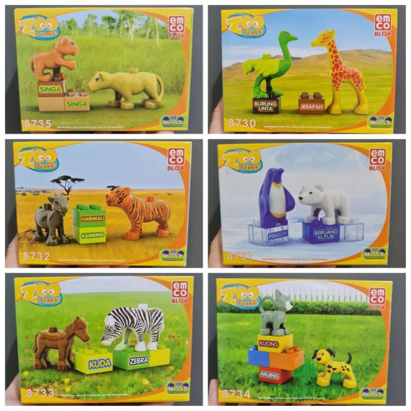 Emco Blox Zoo Time / Mainan Balok Lego Figure Hewan